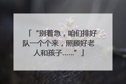 “别着急，咱们排好队一个个来，照顾好老人和孩子……”