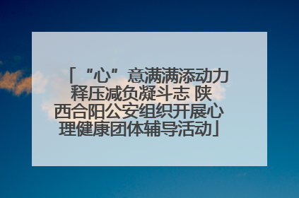 “心”意满满添动力 释压减负凝斗志 陕西合阳公安组织开展心理健康团体辅导活动
