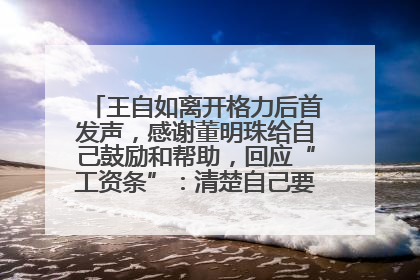 王自如离开格力后首发声，感谢董明珠给自己鼓励和帮助，回应“工资条”：清楚自己要什么，工资条不重要