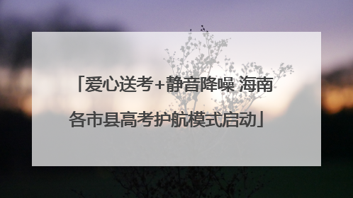 爱心送考+静音降噪 海南各市县高考护航模式启动