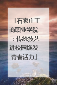 石家庄工商职业学院：传统技艺进校园焕发青春活力