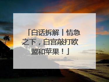 白话拆解丨情急之下，白宫敲打欧盟和苹果！