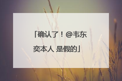 确认了!@韦东奕本人 是假的