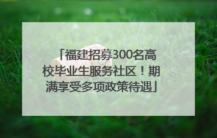 福建招募300名高校毕业生服务社区！期满享受多项政策待遇