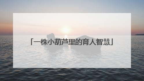 一株小葫芦里的育人智慧