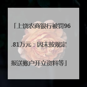 上饶农商银行被罚96.81万元：因未按规定报送账户开立资料等
