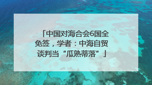中国对海合会6国全免签，学者：中海自贸谈判当“瓜熟蒂落”