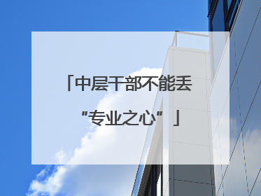 中层干部不能丢“专业之心”