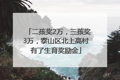 二孩奖2万，三孩奖3万，泰山区北上高村有了生育奖励金
