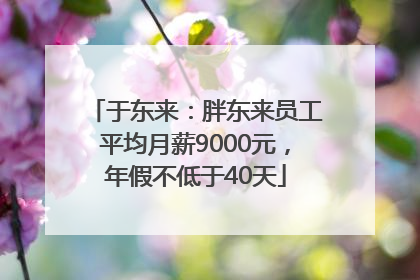 于东来：胖东来员工平均月薪9000元，年假不低于40天