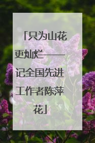 只为山花更灿烂——记全国先进工作者陈萍花