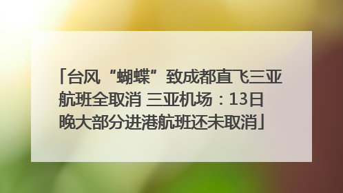 台风“蝴蝶”致成都直飞三亚航班全取消 三亚机场：13日晚大部分进港航班还未取消