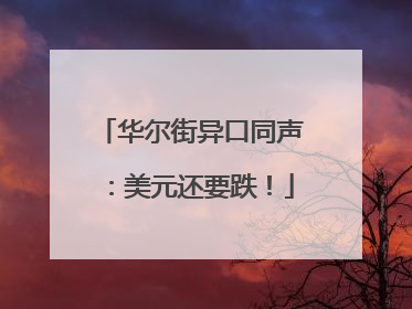 华尔街异口同声：美元还要跌！