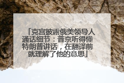 克宫披露俄美领导人通话细节：普京听得懂特朗普讲话，在翻译前就理解了他的意思