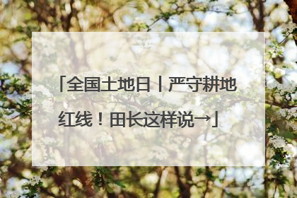 全国土地日丨严守耕地红线！田长这样说→