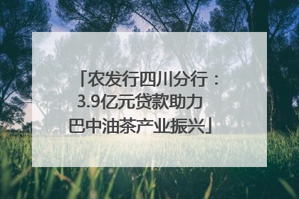 农发行四川分行：3.9亿元贷款助力巴中油茶产业振兴