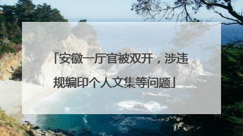 安徽一厅官被双开，涉违规编印个人文集等问题