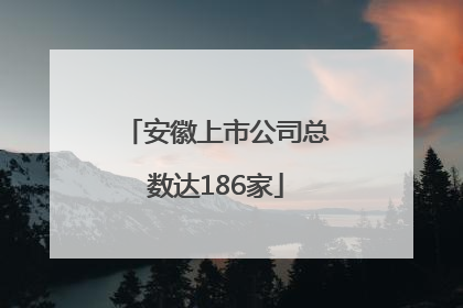 安徽上市公司总数达186家
