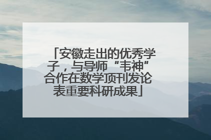 安徽走出的优秀学子，与导师“韦神”合作在数学顶刊发论表重要科研成果