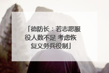 德防长：若志愿服役人数不足 考虑恢复义务兵役制