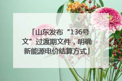 山东发布“136号文”过渡期文件，明确新能源电价结算方式
