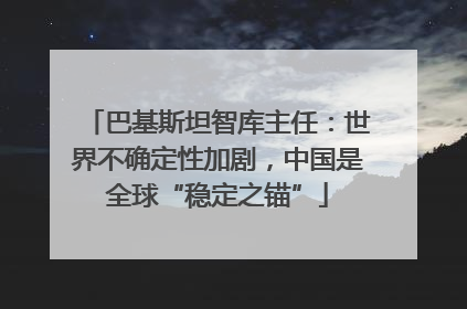 巴基斯坦智库主任：世界不确定性加剧，中国是全球“稳定之锚”