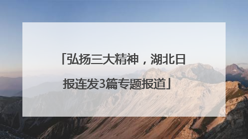 弘扬三大精神，湖北日报连发3篇专题报道