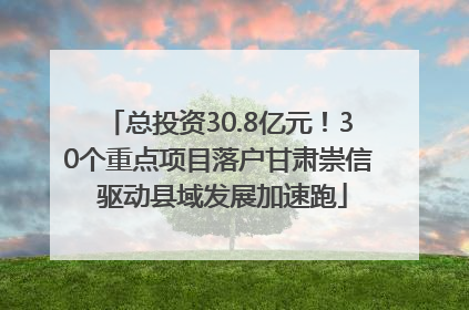 总投资30.8亿元！30个重点项目落户甘肃崇信 驱动县域发展加速跑
