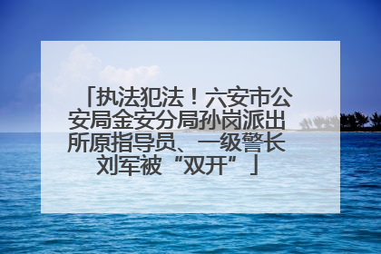 执法犯法！六安市公安局金安分局孙岗派出所原指导员、一级警长刘军被“双开”