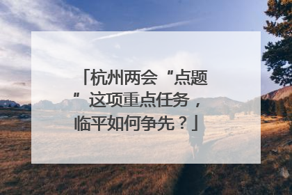 杭州两会“点题”这项重点任务，临平如何争先？