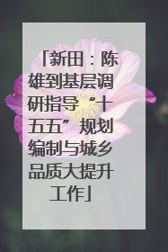 新田：陈雄到基层调研指导“十五五”规划编制与城乡品质大提升工作