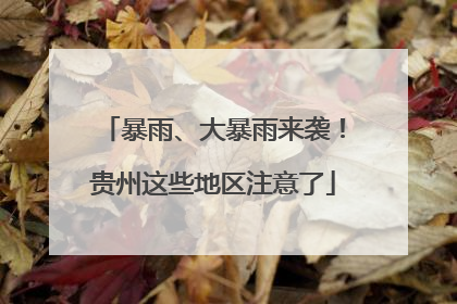 暴雨、大暴雨来袭！贵州这些地区注意了