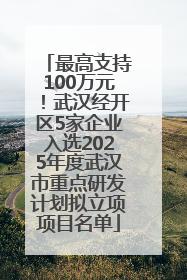 最高支持100万元！武汉经开区5家企业入选2025年度武汉市重点研发计划拟立项项目名单