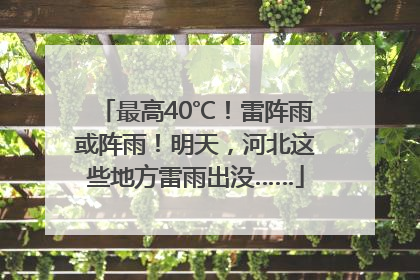最高40℃！雷阵雨或阵雨！明天，河北这些地方雷雨出没……
