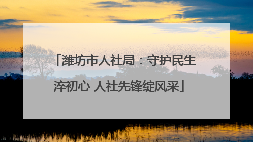 潍坊市人社局：守护民生淬初心 人社先锋绽风采