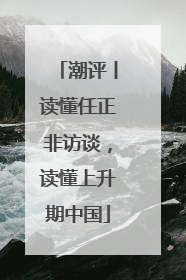 潮评丨读懂任正非访谈，读懂上升期中国