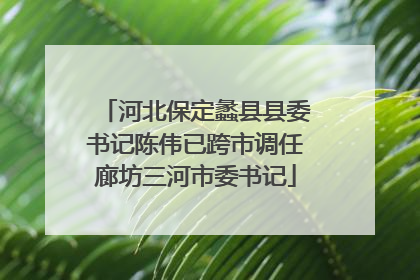 河北保定蠡县县委书记陈伟已跨市调任廊坊三河市委书记