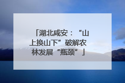 湖北咸安：“山上换山下”破解农林发展“瓶颈”