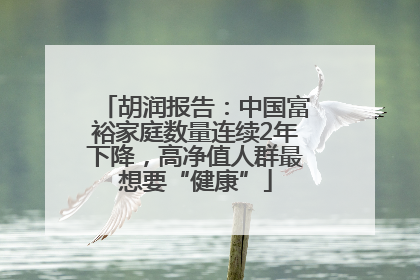 胡润报告：中国富裕家庭数量连续2年下降，高净值人群最想要“健康”