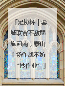 足协杯｜蓉城联赛不敌弱旅河南，泰山主场作战不妨“抄作业”