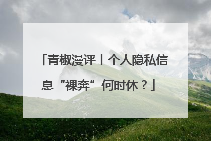 青椒漫评丨个人隐私信息“裸奔”何时休？