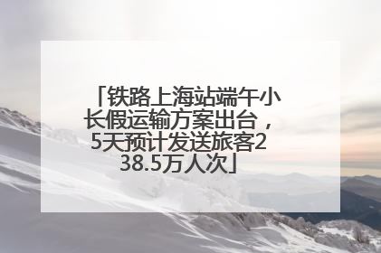 铁路上海站端午小长假运输方案出台，5天预计发送旅客238.5万人次