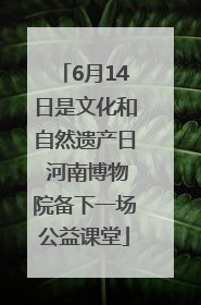 6月14日是文化和自然遗产日 河南博物院备下一场公益课堂